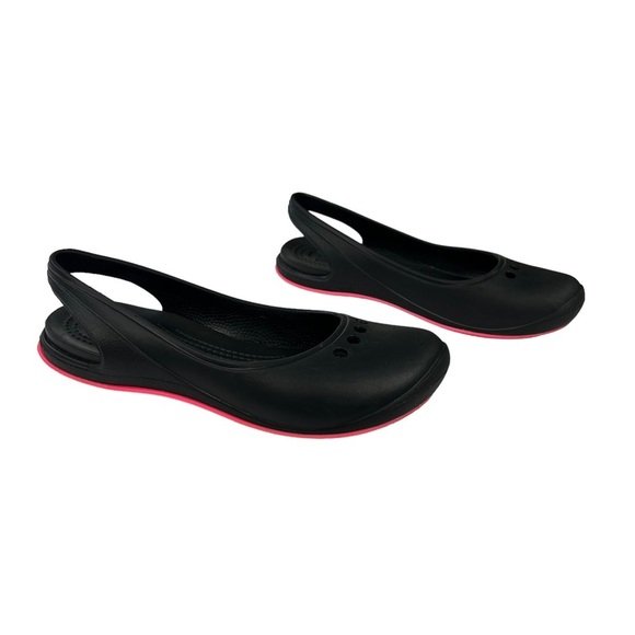 Crocs Tone Skylar Slingback Flats Black Pink Womens Size 6 - Picture 2 of 10